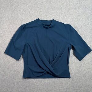Lululemon Athletica Wrap Front mock neck, crop short sleeve Blouse
